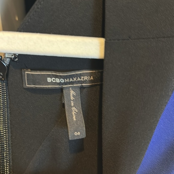 BCBGMaxAzria blue/black sleeveless v neck peplum dress size 4 - Picture 2 of 3